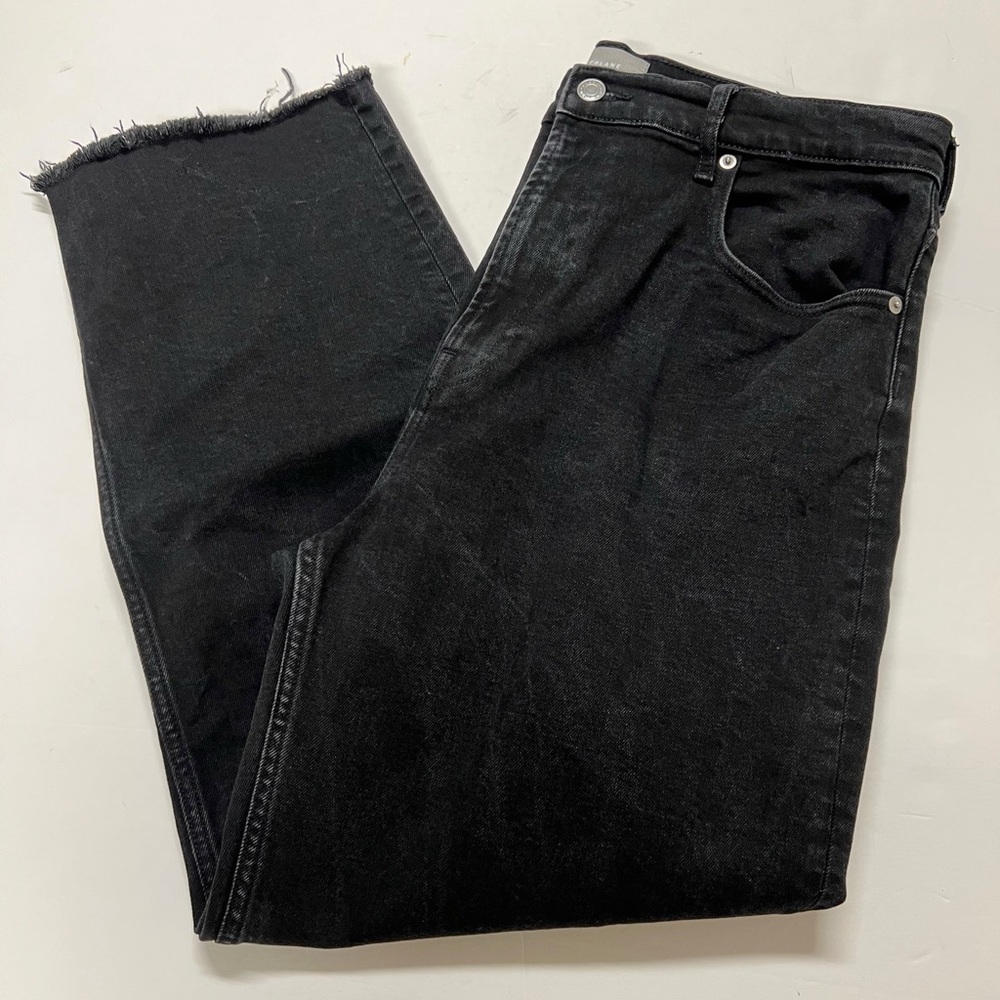 Everlane Womens Coal Black The Way High Straight Leg Raw Hem Jeans Size 32 - Picture 3 of 13